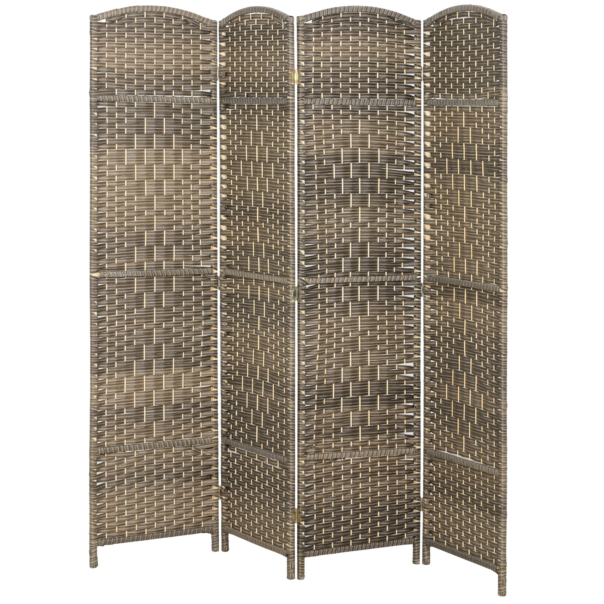 4-Panel Folding Room Divider, 71 x 71 in (180 x 180 cm) – Dark Oak