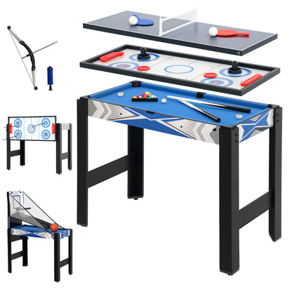 SPORTNOW 5-in-1 Multigame Table with Table Tennis, Pool Table, Hockey, Basketball, and Archery Multi-Function Table for Adults 91 x 45.5 x 76 cm Black+Blue
