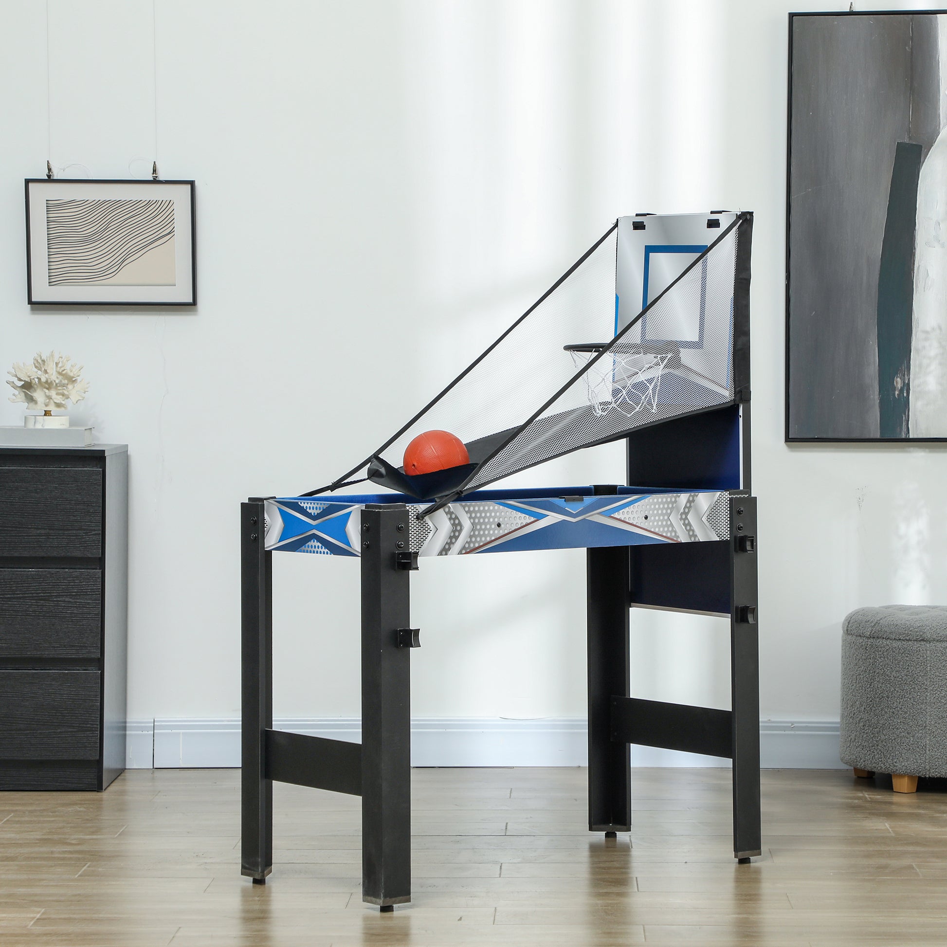 SPORTNOW 5-in-1 Multigame Table with Table Tennis, Pool Table, Hockey, Basketball, and Archery Multi-Function Table for Adults 91 x 45.5 x 76 cm Black+Blue