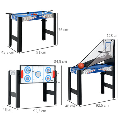 SPORTNOW 5-in-1 Multigame Table with Table Tennis, Pool Table, Hockey, Basketball, and Archery Multi-Function Table for Adults 91 x 45.5 x 76 cm Black+Blue