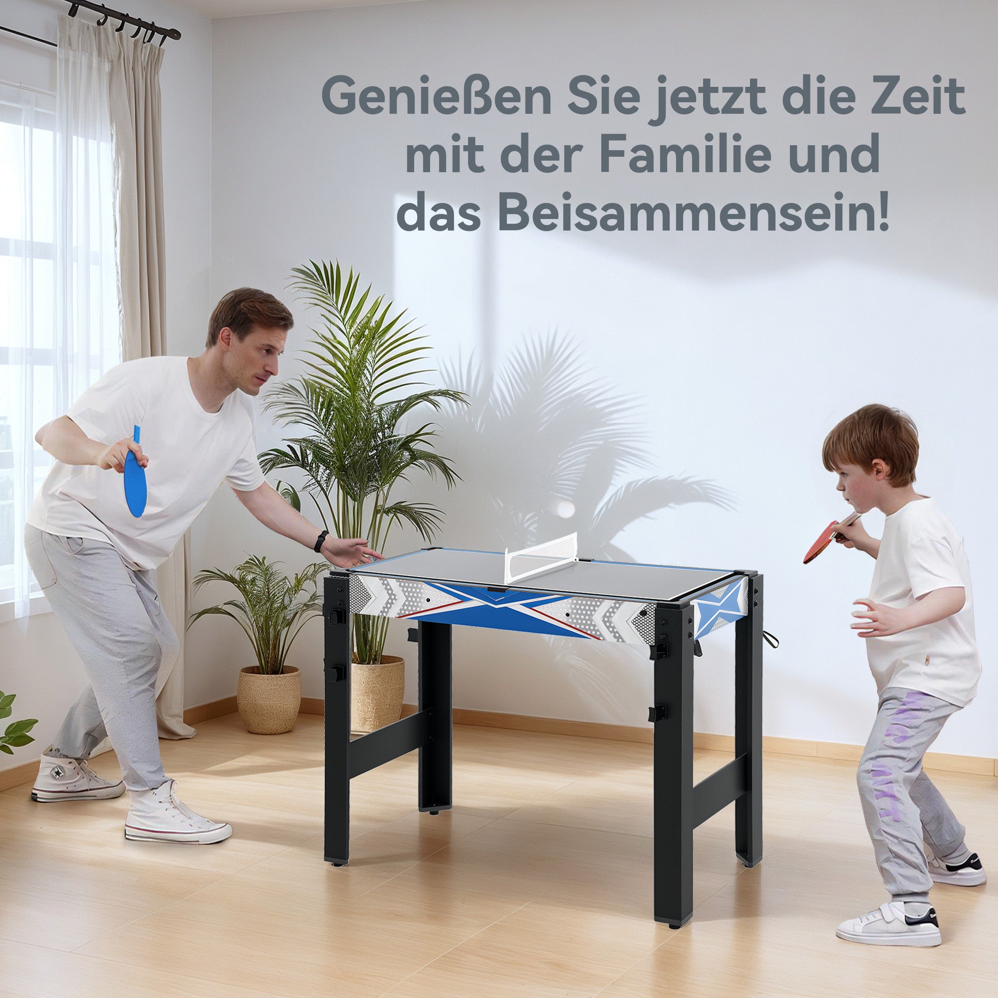 SPORTNOW 5-in-1 Multigame Table with Table Tennis, Pool Table, Hockey, Basketball, and Archery Multi-Function Table for Adults 91 x 45.5 x 76 cm Black+Blue