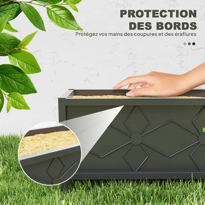Raised Planter Box Made of Galvanized Steel with Safety Edge, Rectangular Garden Bed for Flowers, Herbs, and Vegetables, 80 x 40 x 38 cm, Black
