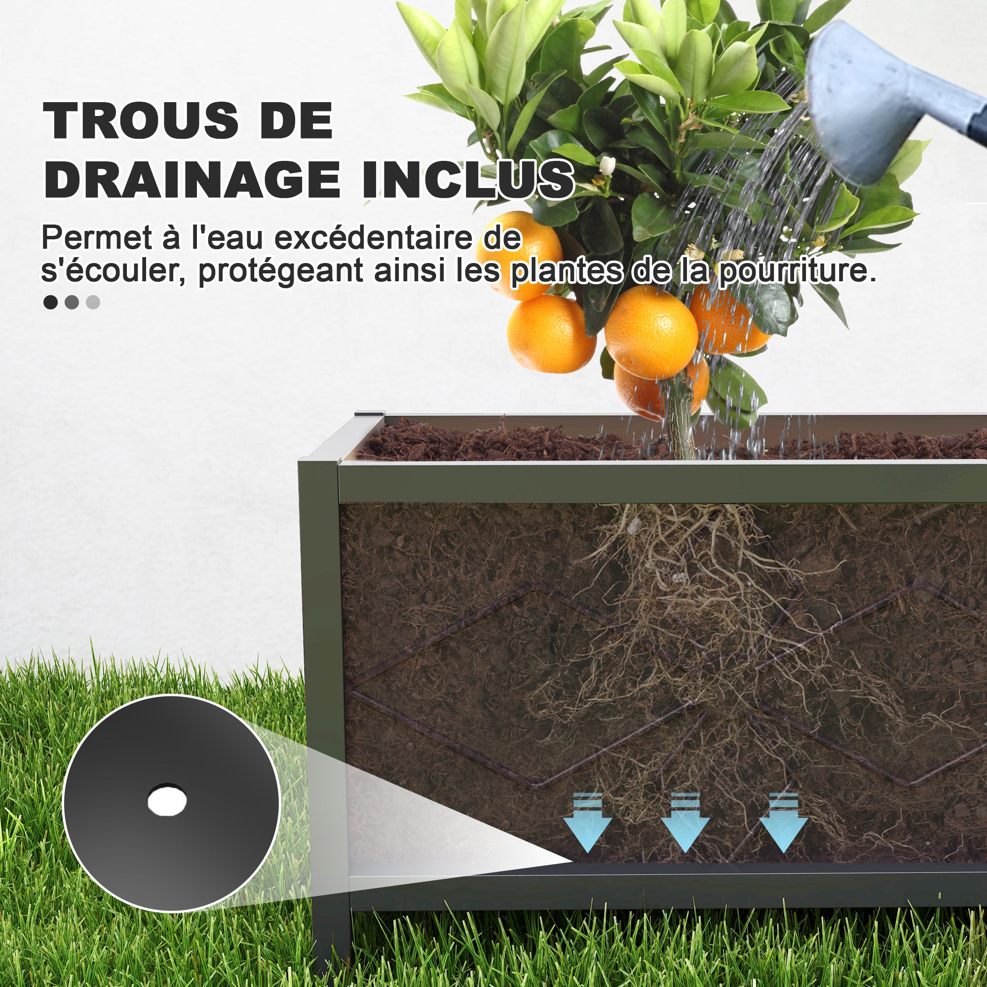 Raised Planter Box Made of Galvanized Steel with Safety Edge, Rectangular Garden Bed for Flowers, Herbs, and Vegetables, 80 x 40 x 38 cm, Black