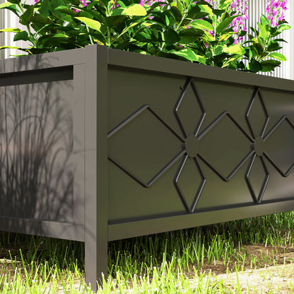 Raised Planter Box Made of Galvanized Steel with Safety Edge, Rectangular Garden Bed for Flowers, Herbs, and Vegetables, 80 x 40 x 38 cm, Black
