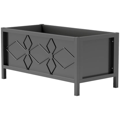 Raised Planter Box Made of Galvanized Steel with Safety Edge, Rectangular Garden Bed for Flowers, Herbs, and Vegetables, 80 x 40 x 38 cm, Black