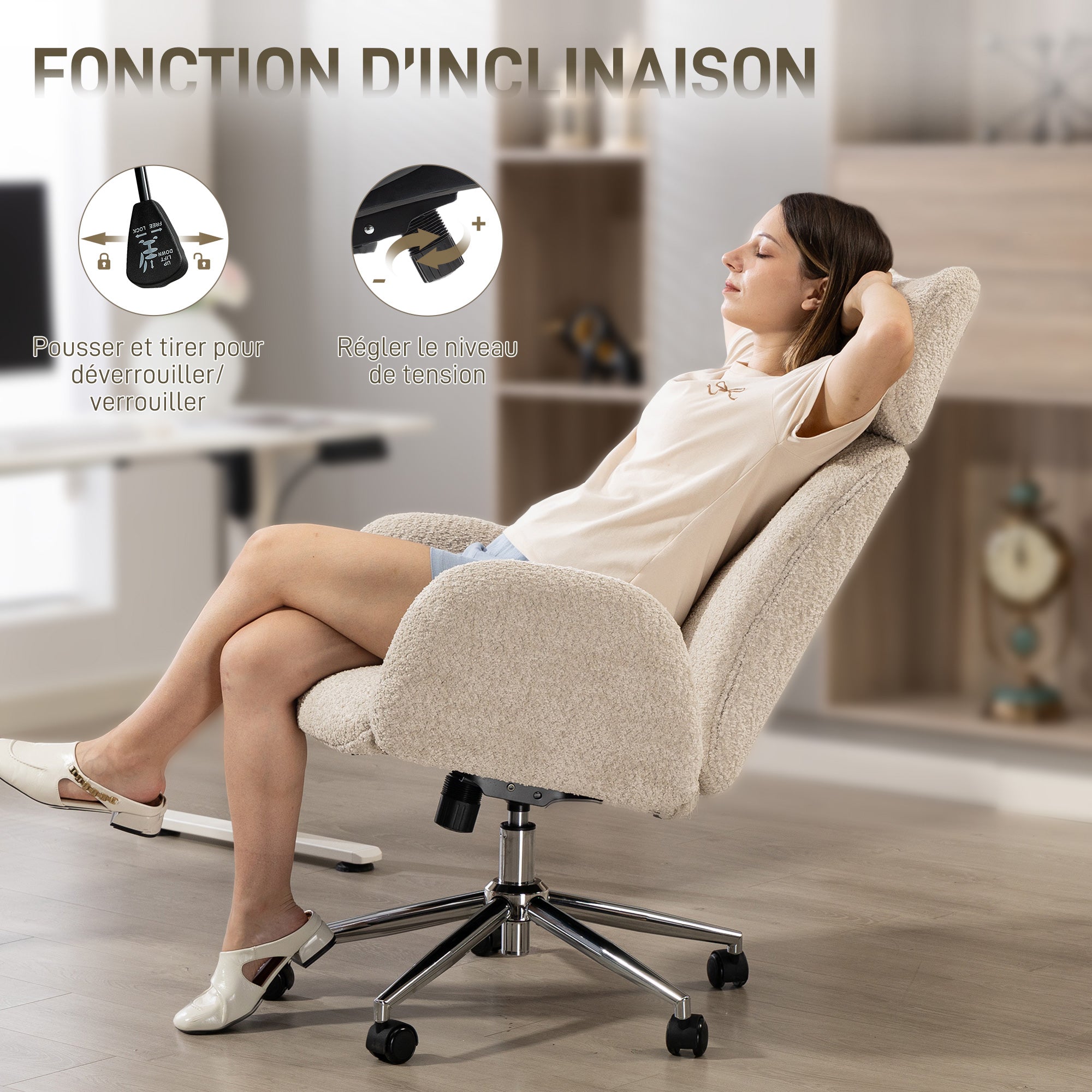 Ergonomic Office Chair, Swivel Desk Chair with Adjustable Height, Adjustable Headrest, Armrests, Tilt Function — Light Gray