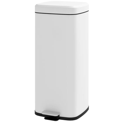 30L Trash Can Pedal Bin Cosmetics Bin Waste Bin with Lid and Foot Pedal, Trash Container with Inner Bin, for Living Room, Office, Metal, 28cm x 35cm x 63.5cm