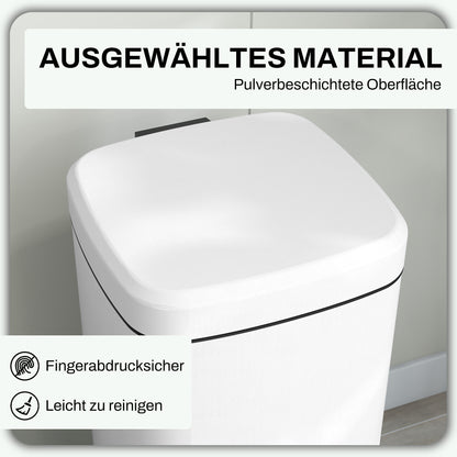 30L Trash Can Pedal Bin Cosmetics Bin Waste Bin with Lid and Foot Pedal, Trash Container with Inner Bin, for Living Room, Office, Metal, 28cm x 35cm x 63.5cm