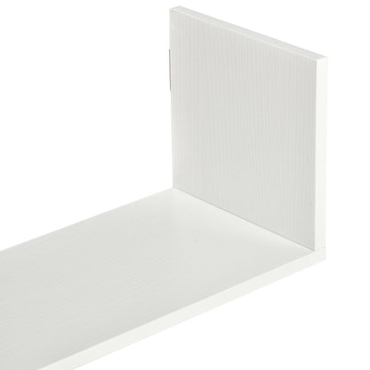 Set of 3 White Wood Grain Floating Wall Shelves - 80L x 18W x 18H cm - complete fixing kit included - MDF