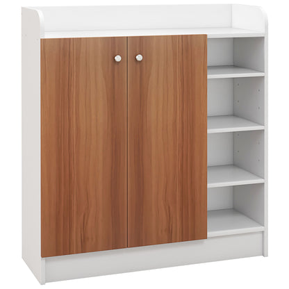 2-Door Shoe Cabinet Narrow Shoe Rack with Adjustable Shelves for 12 Pairs of Shoes for Hallway Entryway 83x30x90 cm Natural