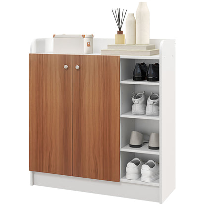 2-Door Shoe Cabinet Narrow Shoe Rack with Adjustable Shelves for 12 Pairs of Shoes for Hallway Entryway 83x30x90 cm Natural