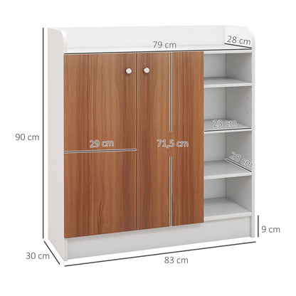 2-Door Shoe Cabinet Narrow Shoe Rack with Adjustable Shelves for 12 Pairs of Shoes for Hallway Entryway 83x30x90 cm Natural