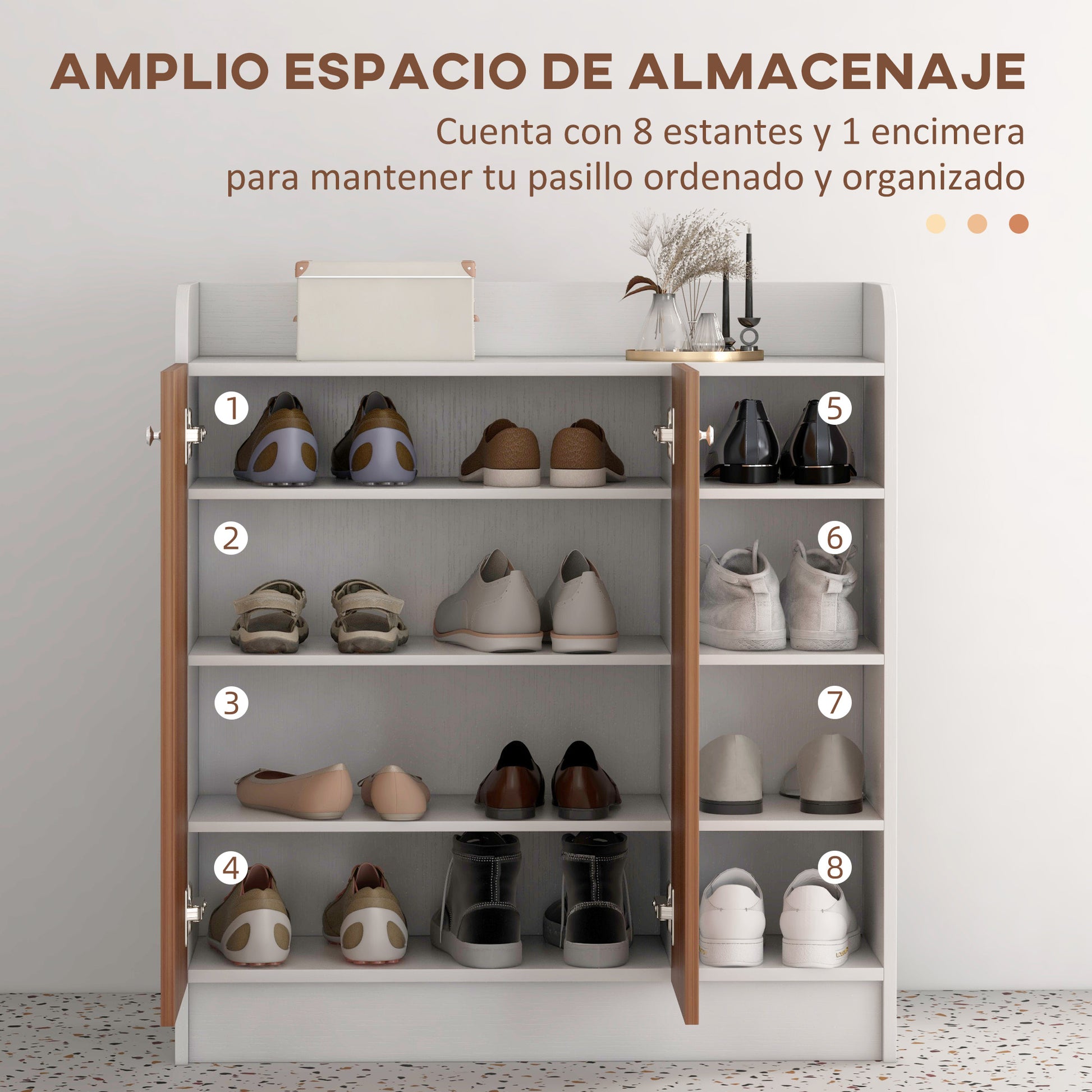2-Door Shoe Cabinet Narrow Shoe Rack with Adjustable Shelves for 12 Pairs of Shoes for Hallway Entryway 83x30x90 cm Natural