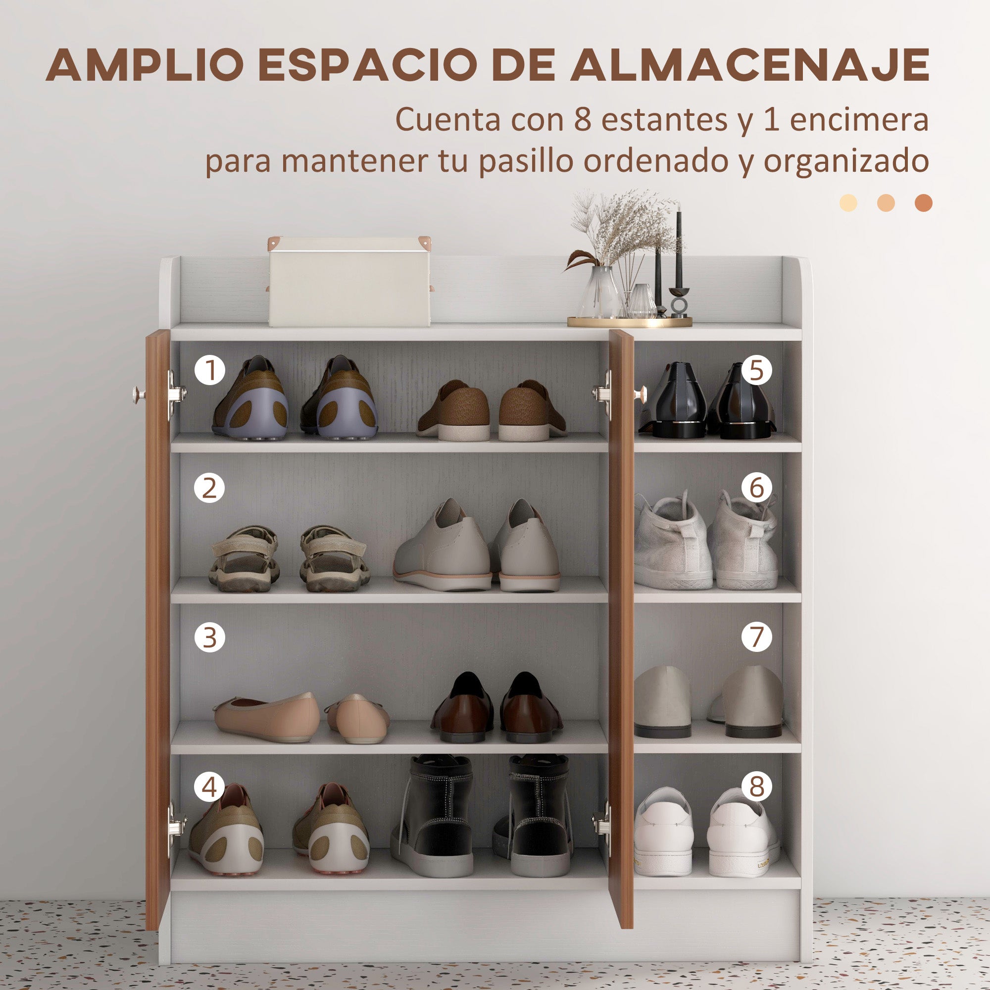 2-Door Shoe Cabinet Narrow Shoe Rack with Adjustable Shelves for 12 Pairs of Shoes for Hallway Entryway 83x30x90 cm Natural