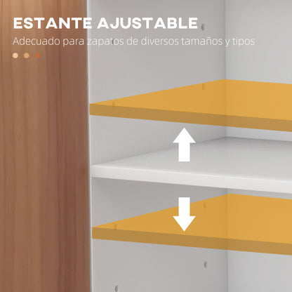 2-Door Shoe Cabinet Narrow Shoe Rack with Adjustable Shelves for 12 Pairs of Shoes for Hallway Entryway 83x30x90 cm Natural