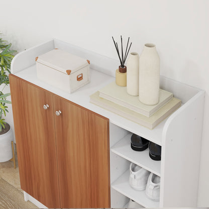 2-Door Shoe Cabinet Narrow Shoe Rack with Adjustable Shelves for 12 Pairs of Shoes for Hallway Entryway 83x30x90 cm Natural