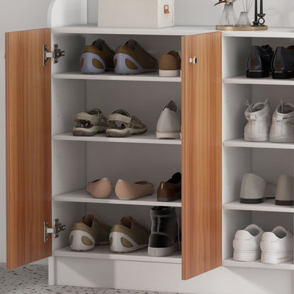 2-Door Shoe Cabinet Narrow Shoe Rack with Adjustable Shelves for 12 Pairs of Shoes for Hallway Entryway 83x30x90 cm Natural