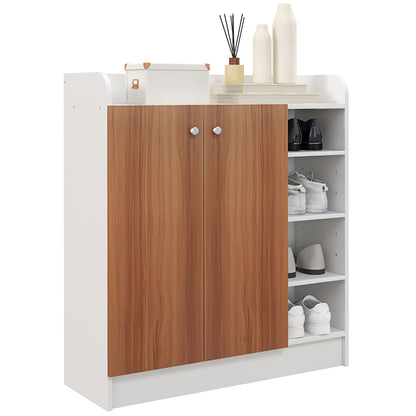 2-Door Shoe Cabinet Narrow Shoe Rack with Adjustable Shelves for 12 Pairs of Shoes for Hallway Entryway 83x30x90 cm Natural