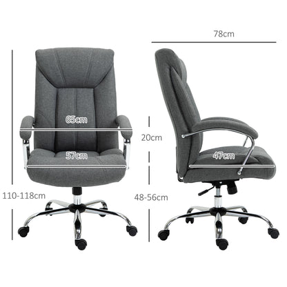 Office Chair with Rocking Function Ergonomic Chair with Padded Armrest Headrest Height Adjustable Desk Chair Swivel Chair with Backrest Nylon Gray 65 x 78 x 110-118 cm