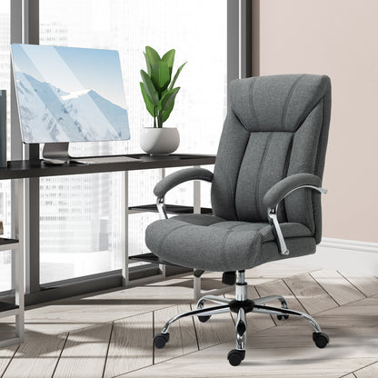 Office Chair with Rocking Function Ergonomic Chair with Padded Armrest Headrest Height Adjustable Desk Chair Swivel Chair with Backrest Nylon Gray 65 x 78 x 110-118 cm