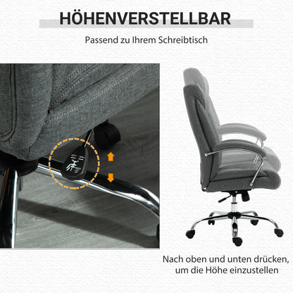 Office Chair with Rocking Function Ergonomic Chair with Padded Armrest Headrest Height Adjustable Desk Chair Swivel Chair with Backrest Nylon Gray 65 x 78 x 110-118 cm