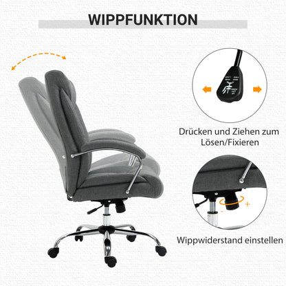 Office Chair with Rocking Function Ergonomic Chair with Padded Armrest Headrest Height Adjustable Desk Chair Swivel Chair with Backrest Nylon Gray 65 x 78 x 110-118 cm