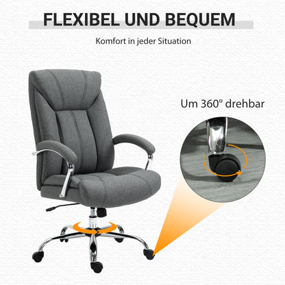 Office Chair with Rocking Function Ergonomic Chair with Padded Armrest Headrest Height Adjustable Desk Chair Swivel Chair with Backrest Nylon Gray 65 x 78 x 110-118 cm