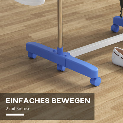 Laundry Stand Tower Dryer with 3 Levels, Foldable Wings, Wheels, Tower Laundry Stand for Indoor and Outdoor Use, 142 x 55 x 152 cm, Blue