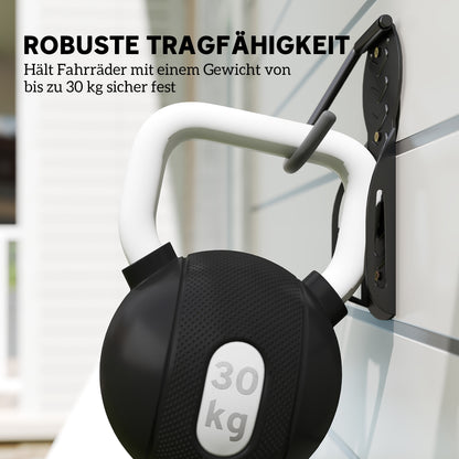 SPORTNOW 4-Piece Set Vertical Bike Wall Mount with 30 kg Capacity Foldable Bike Bracket Wall for 4 Bikes Bike Stand for Road Bike, MTB E-Bike Bike Suspension for Garage Home Black