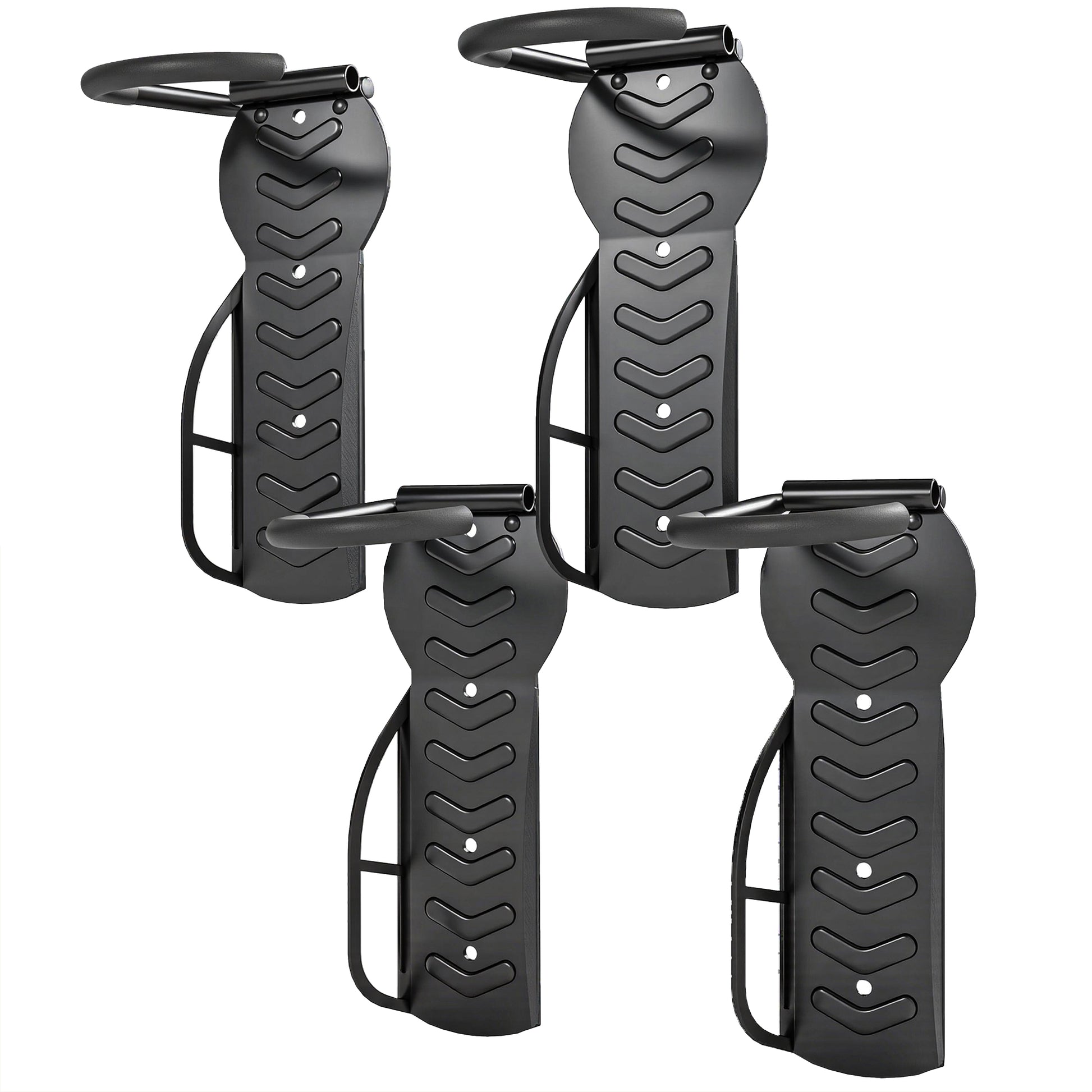 SPORTNOW 4-Piece Set Vertical Bike Wall Mount with 30 kg Capacity Foldable Bike Bracket Wall for 4 Bikes Bike Stand for Road Bike, MTB E-Bike Bike Suspension for Garage Home Black