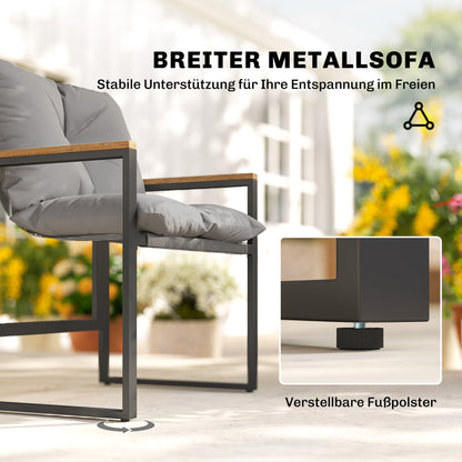 3-Piece Bistro Set for 2 — Metal Frame, Cushioned Chairs & Side Table, Outdoor Furniture for Balcony, Patio, or Lawn