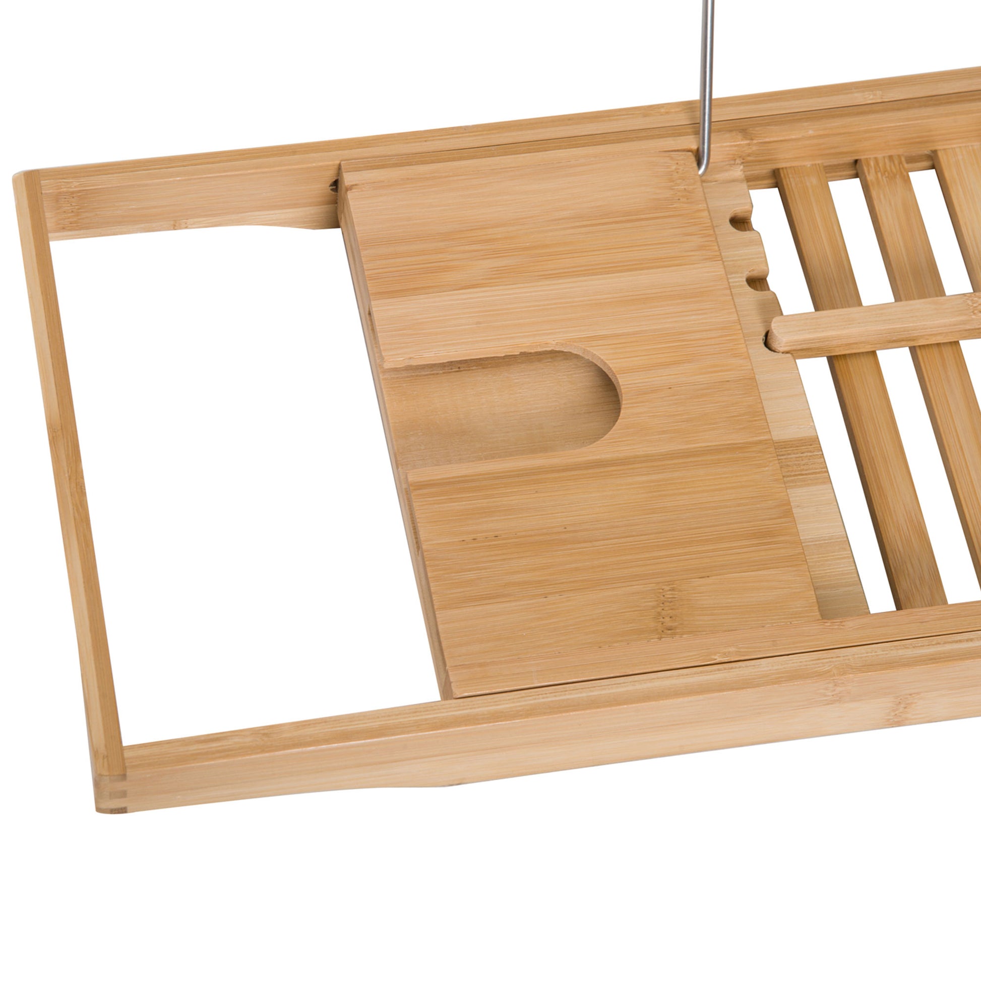 Bathtub Shelf Bathtub Bridge Tub Tray Storage Rack Bathtub Tray, Bamboo, Natural, (70-105) x 21.8 x 5 cm