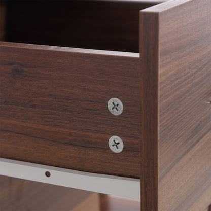 Desk with Storage, Computer Table 120 x 50 cm, Computer Desk with Shelves and Drawers, for Small Spaces, Bedroom, Walnut Finish