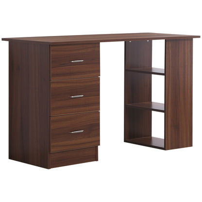Desk with Storage, Computer Table 120 x 50 cm, Computer Desk with Shelves and Drawers, for Small Spaces, Bedroom, Walnut Finish