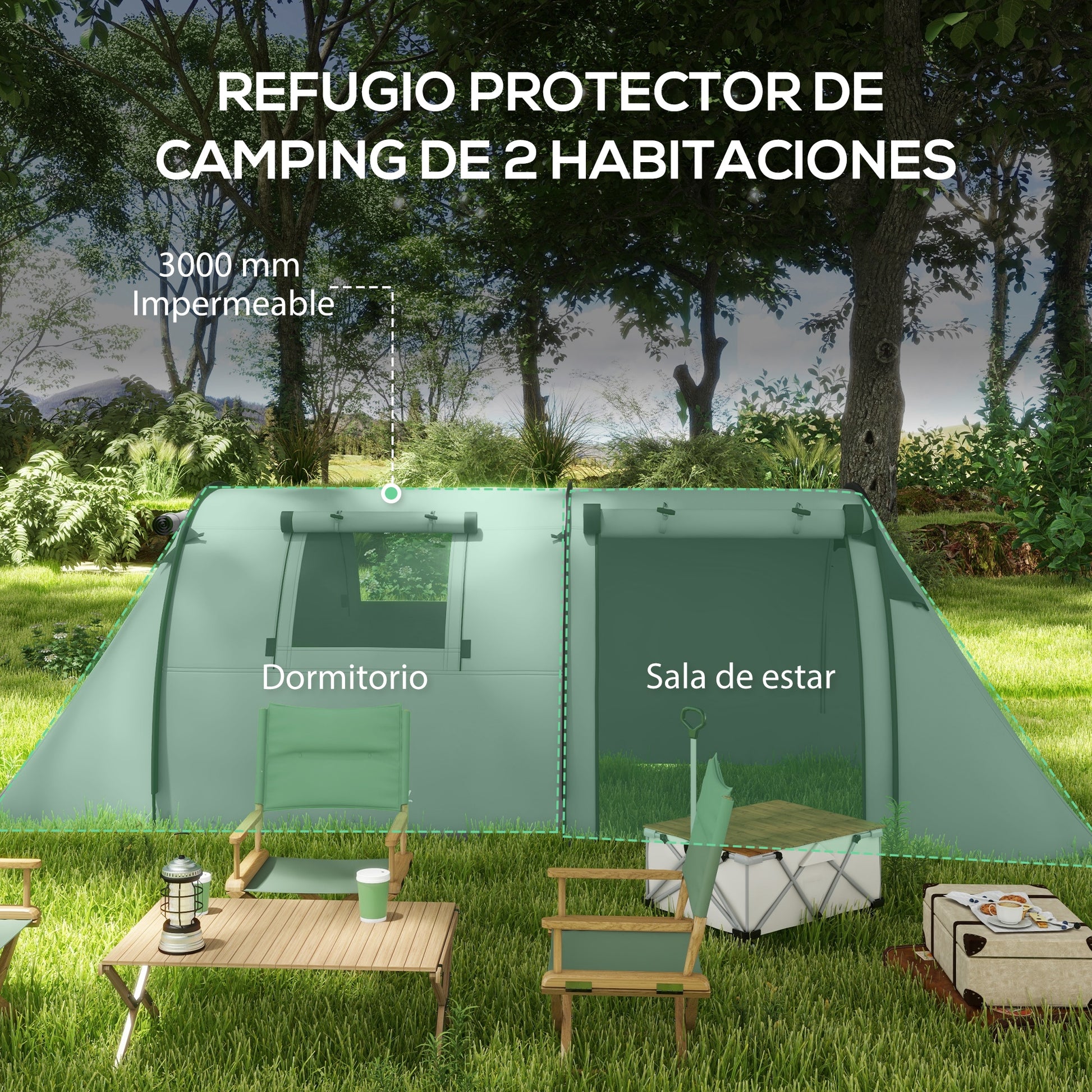 Family Camping Tent for 3 People Lightweight Foldable Camping Tent with Doors Windows Hook Carry Bag Waterproof 3000mm for Beach Hiking 470x220x150 cm Gray