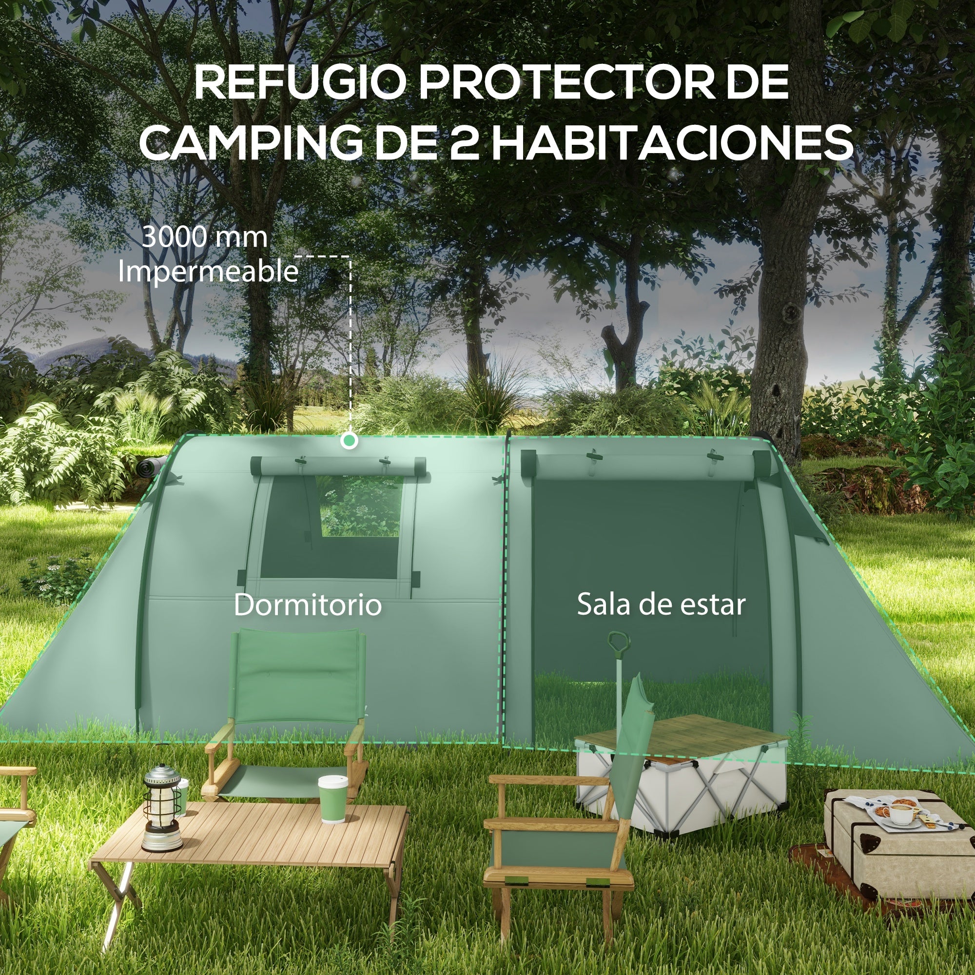 Family Camping Tent for 3 People Lightweight Foldable Camping Tent with Doors Windows Hook Carry Bag Waterproof 3000mm for Beach Hiking 470x220x150 cm Gray