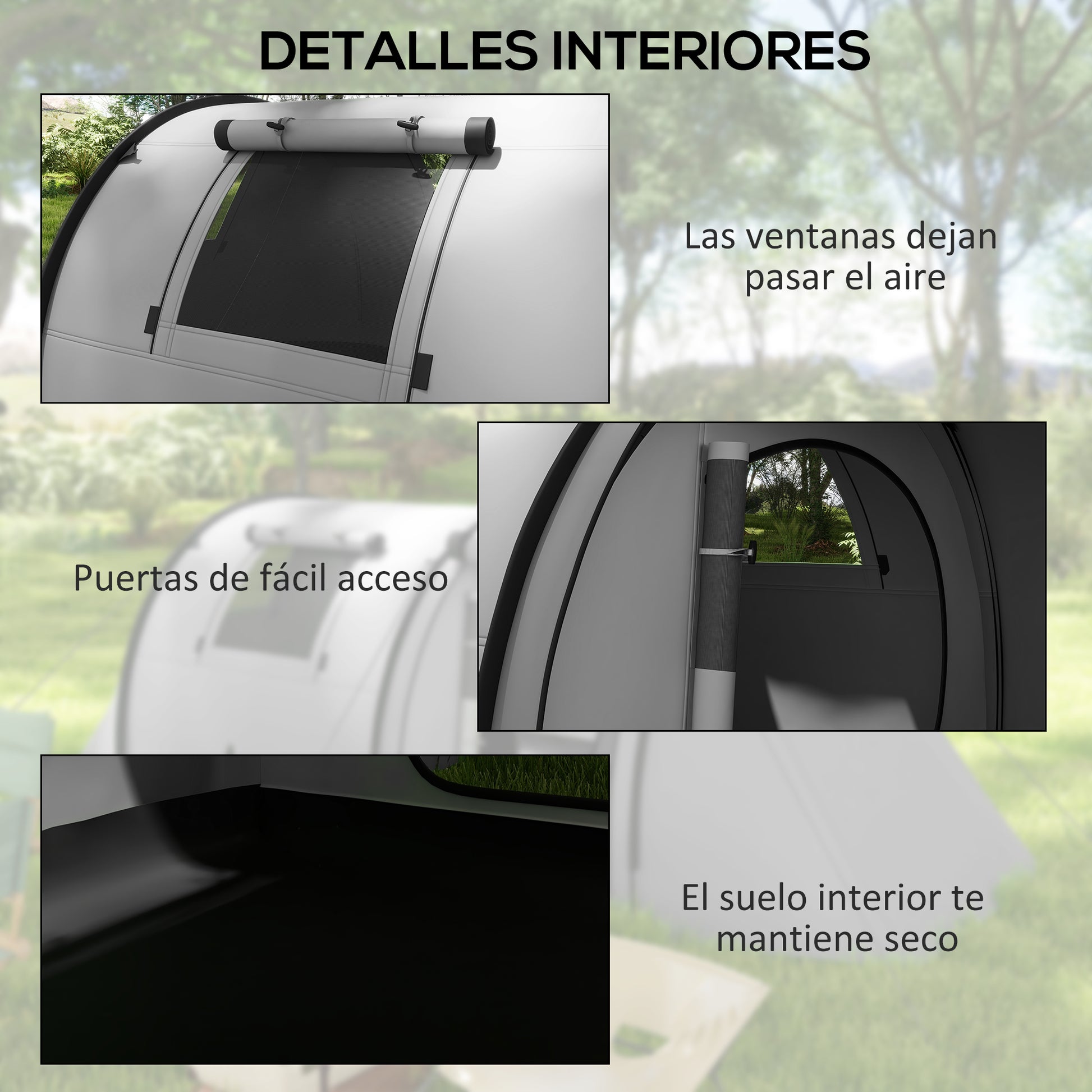 Family Camping Tent for 3 People Lightweight Foldable Camping Tent with Doors Windows Hook Carry Bag Waterproof 3000mm for Beach Hiking 470x220x150 cm Gray