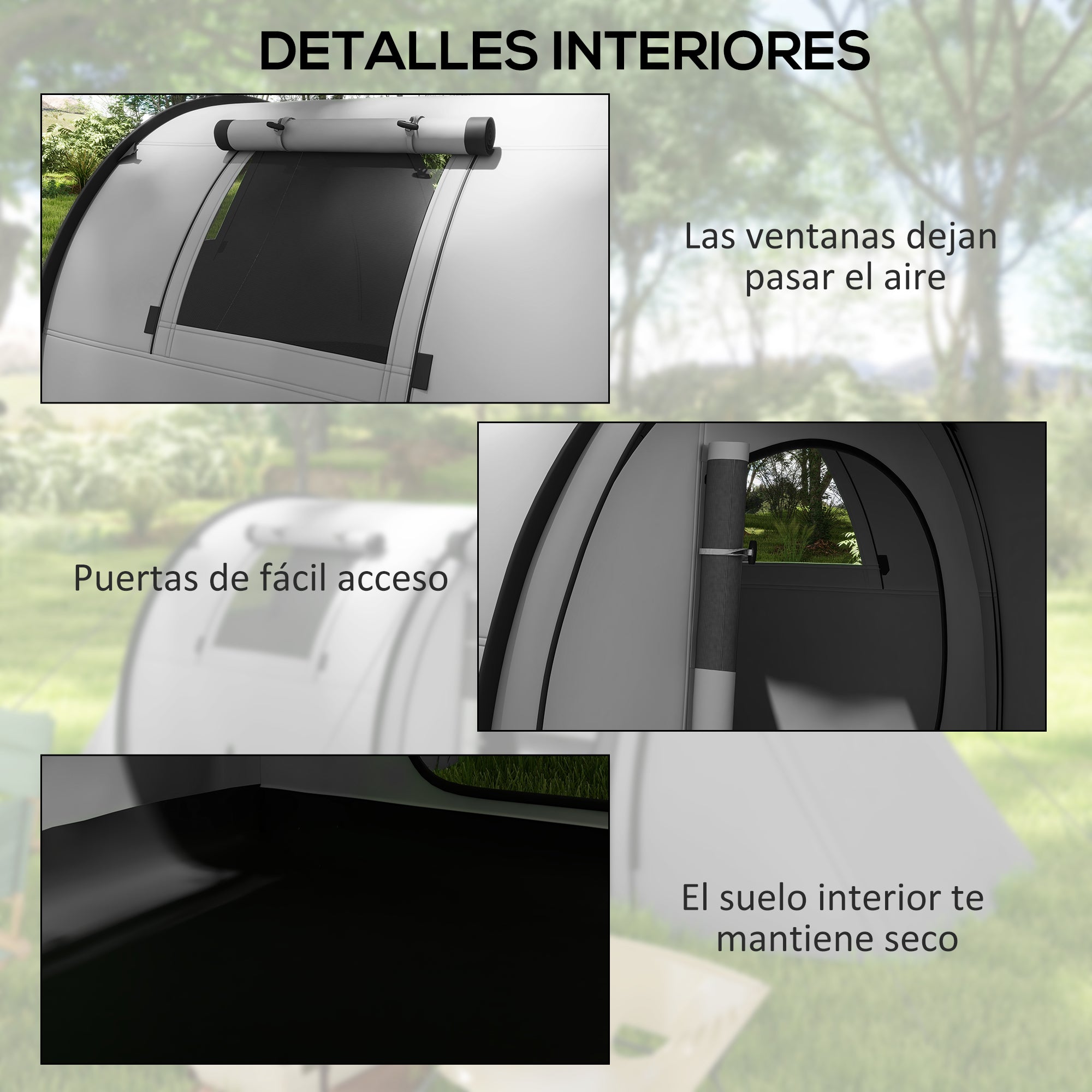 Family Camping Tent for 3 People Lightweight Foldable Camping Tent with Doors Windows Hook Carry Bag Waterproof 3000mm for Beach Hiking 470x220x150 cm Gray