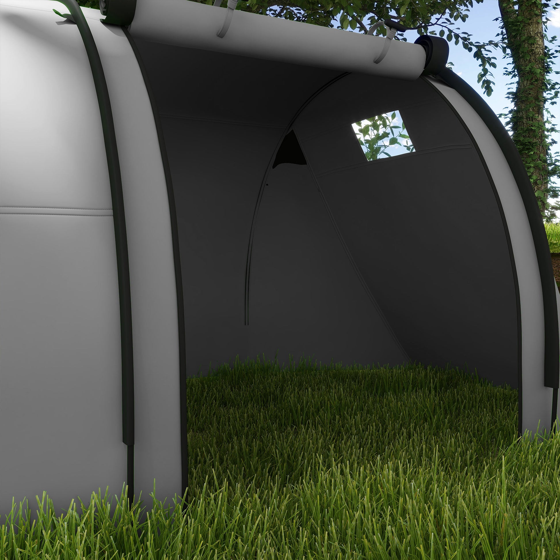 Family Camping Tent for 3 People Lightweight Foldable Camping Tent with Doors Windows Hook Carry Bag Waterproof 3000mm for Beach Hiking 470x220x150 cm Gray