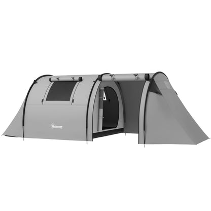 Family Camping Tent for 3 People Lightweight Foldable Camping Tent with Doors Windows Hook Carry Bag Waterproof 3000mm for Beach Hiking 470x220x150 cm Gray