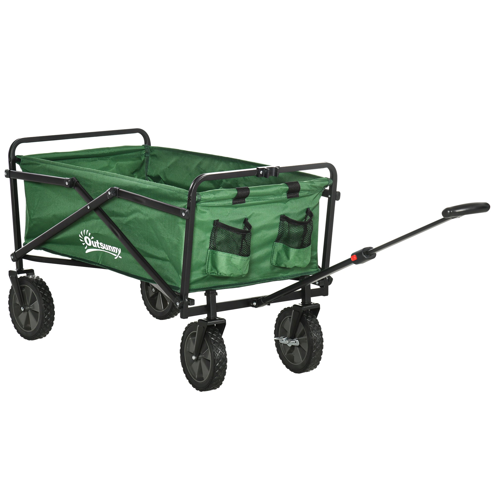 Foldable Transport Cart with Adjustable Handle Universal Wheel Brake for Beach Garden Camping Steel Frame Load 40 kg 83x50x69-99 cm