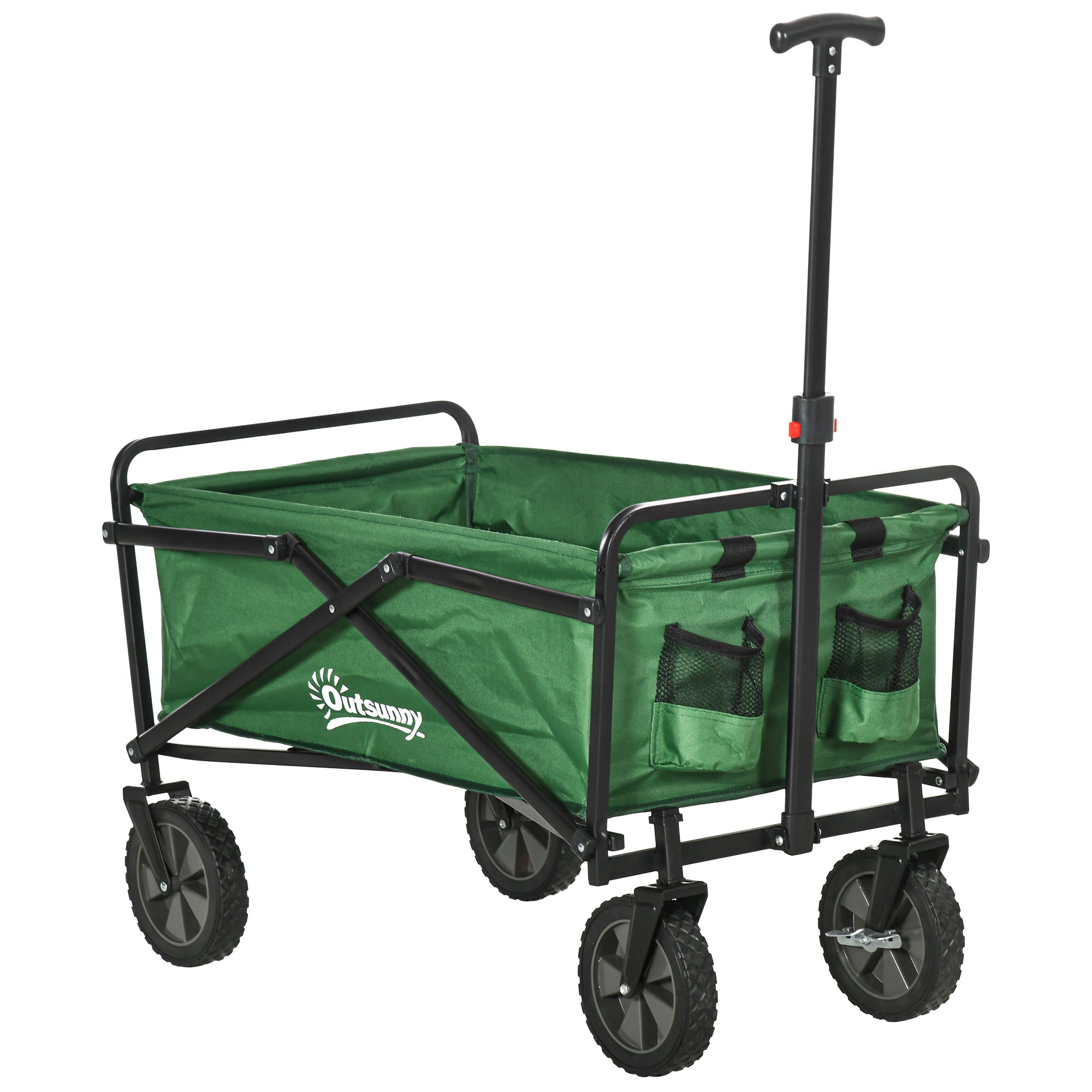 Foldable Transport Cart with Adjustable Handle Universal Wheel Brake for Beach Garden Camping Steel Frame Load 40 kg 83x50x69-99 cm