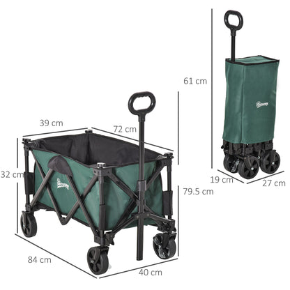 Foldable Transport Cart with Adjustable Handle Universal Wheel Brake for Beach Garden Camping Steel Frame Load 40 kg 83x50x69-99 cm