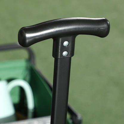 Foldable Transport Cart with Adjustable Handle Universal Wheel Brake for Beach Garden Camping Steel Frame Load 40 kg 83x50x69-99 cm