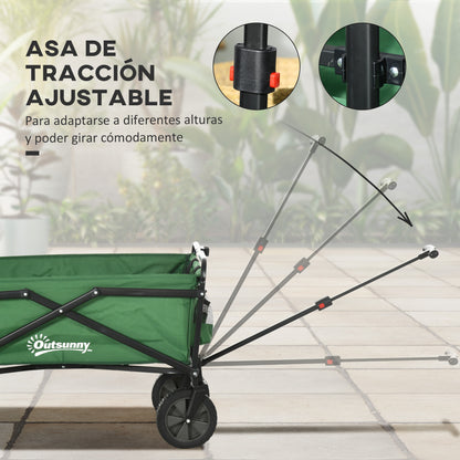 Foldable Transport Cart with Adjustable Handle Universal Wheel Brake for Beach Garden Camping Steel Frame Load 40 kg 83x50x69-99 cm