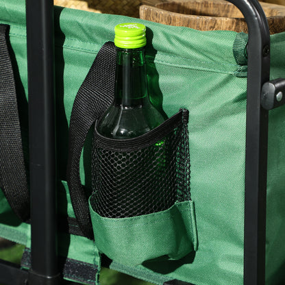 Foldable Transport Cart with Adjustable Handle Universal Wheel Brake for Beach Garden Camping Steel Frame Load 40 kg 83x50x69-99 cm