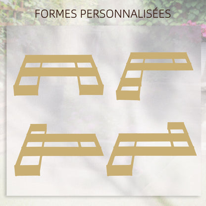 Set of 5 modular wooden raised garden planters for outdoor, pre-oiled fir wood, dim. 230L x 230W x 28H cm natural wood