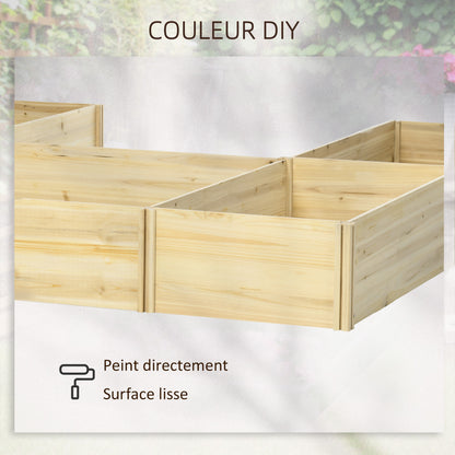 Set of 5 modular wooden raised garden planters for outdoor, pre-oiled fir wood, dim. 230L x 230W x 28H cm natural wood