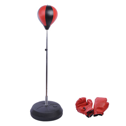 Punching Ball Set Freestanding Boxing Training Set 125/131/138/145cm Adjustable Height Boxing Stand with 1 Pair of Gloves 1 Pump Freestanding Trainer Suitable for Professionals and Beginners Red