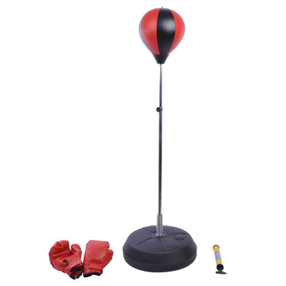 Punching Ball Set Freestanding Boxing Training Set 125/131/138/145cm Adjustable Height Boxing Stand with 1 Pair of Gloves 1 Pump Freestanding Trainer Suitable for Professionals and Beginners Red